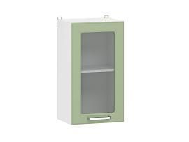 Вокс 100.30 400 шкаф навесной витрина / Белый/Фисташка