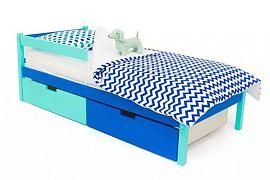 Детская кровать Бельмарко Svogen classic мятно-синий с бортиком и ящиками