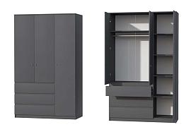 Кэт-1  шкаф 3-х ств. высокий - Графит