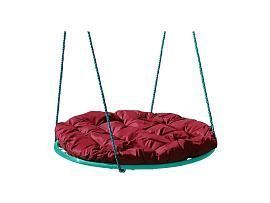 Качели ГНЕЗДО с подушкой 0,6 м, без оплётки зеленое бордовая подушка