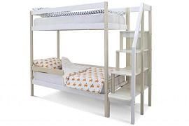 Детская двухярусная кровать Бельмарко Svogen дерево-белый с бортиком