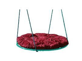 Качели ГНЕЗДО с подушкой 0,8 м, без оплётки зеленое бордовая подушка