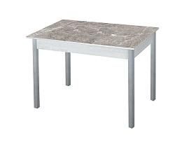 Альфа фотопечать стол обеденный раздвижной / серый мрамор/бетон белый/металлик