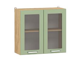 Вокс 100.31 800 шкаф навесной витрина / Дуб крафт золотой/Фисташка