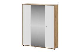 Милан шкаф четырехстворчатый - Дуб Крафт золотой/Белый
