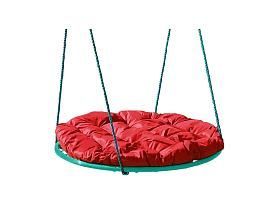 Качели ГНЕЗДО с подушкой 0,6 м, без оплётки зеленое красная подушка