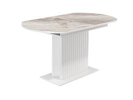 55.09 Адажио стол обеденный / белый/УФ печать бежевый мрамор