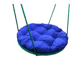 Качели ГНЕЗДО с подушкой 0,6 м, с оплёткой зеленое синяя подушка