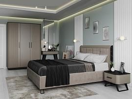 Спальня Фиделия 1 серый камень / мрамор черный