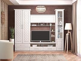 Гостиная Аллегро 9 Роммб компл. 2 с карнизами / Бодега белая/Сандал белый