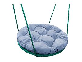 Качели ГНЕЗДО с подушкой 0,6 м, с оплёткой зеленое серая подушка