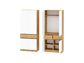Иннэс-10 шкаф 2-х ств. - Дуб Крафт золотой/Белый глянец