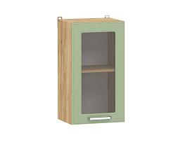 Вокс 100.30 400 шкаф навесной витрина / Дуб крафт золотой/Фисташка