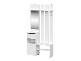 Токио вешалка с зеркалом / Белый текстурный