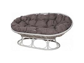 МАМАСАН Home диван с ротангом - белый / подушка пепел