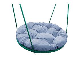 Качели ГНЕЗДО с подушкой 0,8 м, с оплёткой зеленое серая подушка