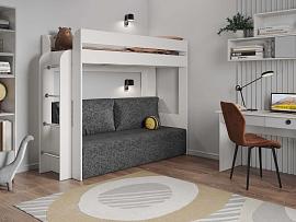 Кровать двухъярусная Немо Белый / рогожка серая