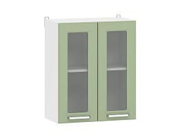 Вокс 100.31 600 шкаф навесной витрина / Белый/Фисташка