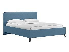 Миа кровать 160 Bravo blue (светло-синий) / кант Лайт 10 Велюр (коричневый)