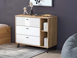 Милан комод 3 ящика - Дуб Крафт золотой/Белый