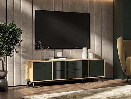 Милан тумба для телевидеоаппаратуры - Дуб Крафт золотой/Олива