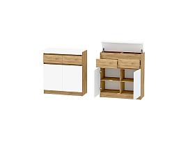 Иннэс-10 комод - Дуб Крафт золотой/Белый глянец