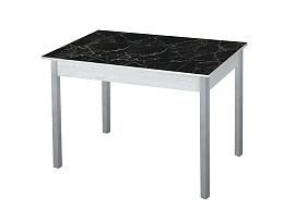 Альфа фотопечать стол обеденный раздвижной / черный мрамор/бетон белый/металлик