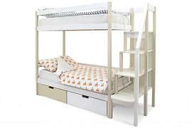 Детская двухярусная кровать Бельмарко Svogen дерево-белый с ящиками
