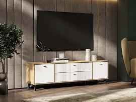 Милан тумба для телевидеоаппаратуры - Дуб Крафт золотой/Белый