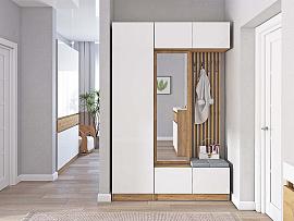 Прихожая Иннэс-10 вар. 1 - Дуб Крафт золотой/Белый глянец