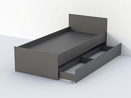 Кэт-1 кровать с ящиком арт. 015 настил 0,9 - Графит