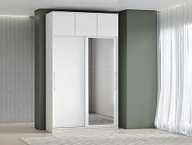 Шкаф-купе арт. 007 1,5 м зеркало антресоль / Белый