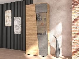 Аллегро 10 шкаф стекло / Дуб Крафт золотой/Камень темный