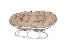 МАМАСАН Home диван с ротангом - белый / подушка лен