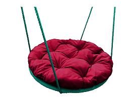 Качели ГНЕЗДО с подушкой 0,6 м, с оплёткой зеленое бордовая подушка
