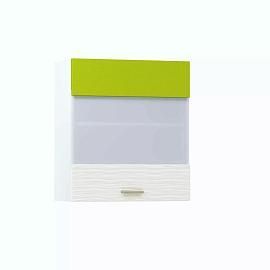 Жанна шкаф навесной 600 витрина Белый/Олива металлик