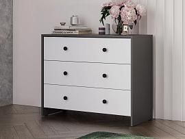 Дольче комод 3 ящика / Графит/Белый