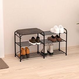 Подставка для обуви Альфа 33 с сиденьем и ящиком Черный