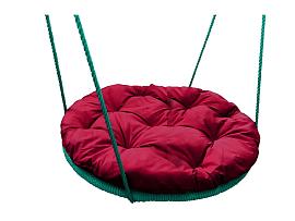Качели ГНЕЗДО с подушкой 0,8 м, с оплёткой зеленое бордовая подушка