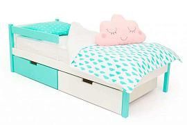 Детская кровать Бельмарко Svogen classic мятно-белый с бортиком и ящиками