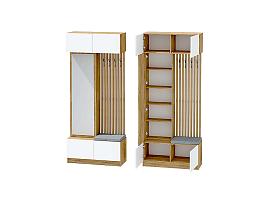 Иннэс-10 вешалка - Дуб золотой/Белый глянец