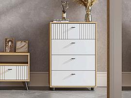 Милан комод 4 ящика - Дуб Крафт золотой/Белый