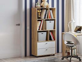 Милан стеллаж - Дуб Крафт золотой/Белый