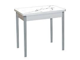Бронкс фотопечать стол обеденный поворотно-раскладной / белый мрамор/бетон белый/металлик