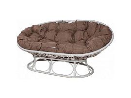 МАМАСАН Home диван с ротангом - белый / подушка какао