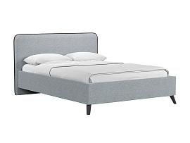 Миа кровать 140 Bravo grey (серый) / кант Лайт 10 Велюр (коричневый)