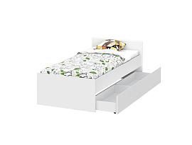 Токио кровать одинарная 0,9 с основанием и 1 ящиком / Белый текстурный