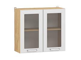 Вокс 100.31 800 шкаф навесной витрина / Дуб крафт золотой/Меренга