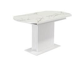55.09 Адажио стол обеденный / белый/УФ печать белый мрамор