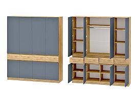 Иннэс-10 шкаф 4-х ств. - Дуб Крафт золотой/Графит